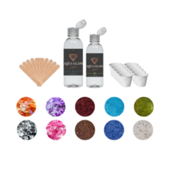 KIT RESINA AQUA GLASS JOYAS + 10 PIGMENTOS