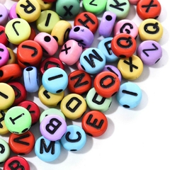 CUENTAS LETRAS PLANAS Y REDONDAS MULTICOLOR X 15G X 100 UNI