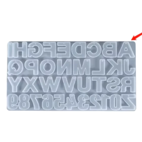 MOLDE SILICONA LETRAS Y NUMEROS MAX CON AGUJERO LLAVERO