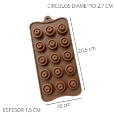 MOLDE SILICONA PLANCHA 15 BOMBONES DOBLE CIRCULO - comprar online