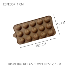 MOLDE SILICONA PLANCHA 15 BOMBONES CIRCULARES - comprar online