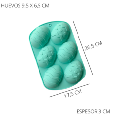 MOLDE SILICONA PLANCHA 6 HUEVOS PASCUA GRANDE - comprar online