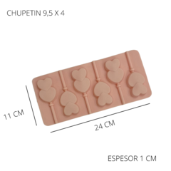 MOLDE SILICONA PLANCHA 6 CHUPETINES DOBLE CORAZÓN - comprar online