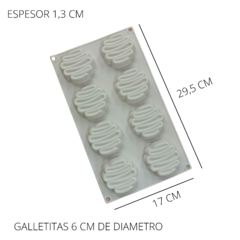MOLDE PLANCHA 8 GALLETITAS CON DETALLES - comprar online