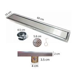 REJILLA DESAGUE LINEAL 60X10CM TAPA LISA ACERO INOX CON BORDE - comprar online