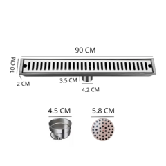 REJILLA DESAGUE LINEAL 90X10CM ACERO INOX CON BORDE - comprar online