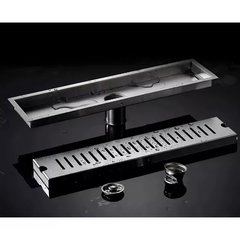 REJILLA DESAGUE LINEAL 90X10CM ACERO INOX CON BORDE - Doctor Obra Flores