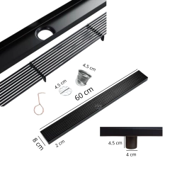 REJILLA DESAGUE LINEAL 60X8CM ACERO INOX NEGRO SIN BORDE - 240860 - comprar online