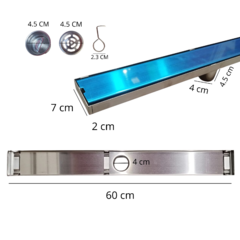 REJILLA DESAGUE LINEAL 70X7CM TAPA LISA ACERO INOX SIN BORDE - comprar online