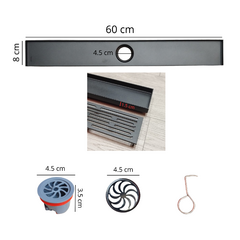 REJILLA DESAGUE LINEAL 60X8CM ACERO INOX NEGRO SIN BORDE - 260860 - comprar online