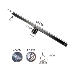 REJILLA DESAGUE LINEAL 60X7CM TAPA LISA ACERO INOX NEGRO SIN BORDE - comprar online