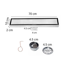 REJILLA DESAGUE LINEAL 70X10CM TAPA LISA ACERO INOX SIN BORDE - comprar online