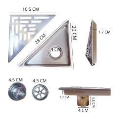 REJILLA DESAGUE TRIANGULAR ACERO INOX 28X20CM ANTI INSECTOS - comprar online