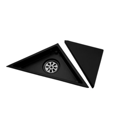 REJILLA DESAGUE TRIANGULAR ACERO INOX 28X20CM TAPA LISA NEGRO