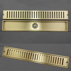 REJILLA DESAGUE LINEAL 60X10CM ACERO INOX DORADO CON BORDE en internet