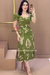 Vestido Midian Verde Midi em Linho, Viscose e Algodão bordado - comprar online