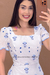 Vestido Marisa em Laise de Algodão forrado com bordados no barrado AZUL - Lançamento - loja online