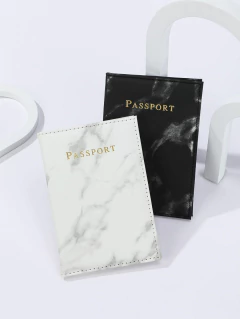 Conjunto 2 Porta Passaporte Mármore Branco e Preto na internet