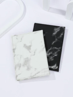 Conjunto 2 Porta Passaporte Mármore Branco e Preto - Viare | Tudo para a sua Viagem!