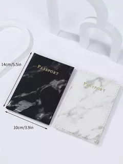 Conjunto 2 Porta Passaporte Mármore Branco e Preto - loja online