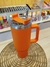 Copo Termico De 1200Ml Com Tampa E Canudo - Cor Laranja