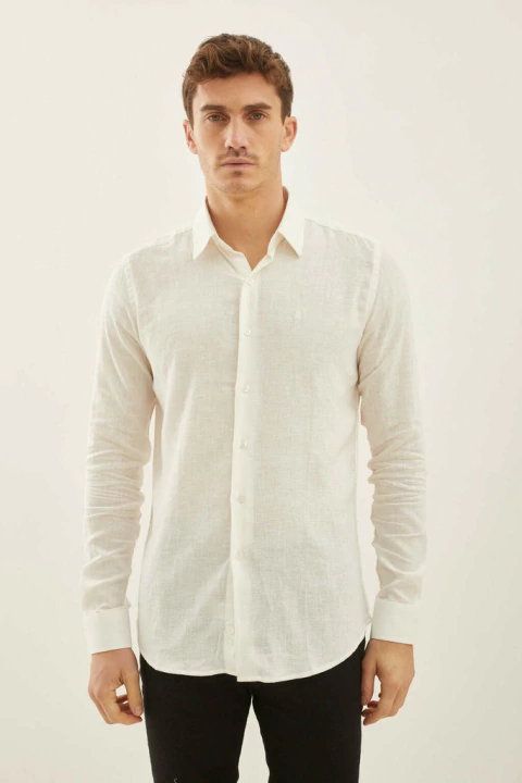 CAMISA PREMIUM LINO MACEIO BLANCA - comprar online