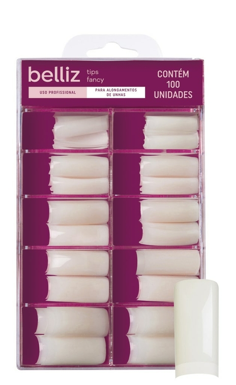 UNHA POSTICA BELLIZ P/ALONGAMENTO FANCY NATURAL C/100 TIPS
