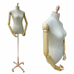 Manequim Busto Feminino Revestido de tecido e Pedestal