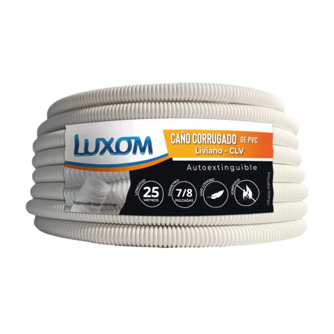 Caño Corrugado Blanco Flexible 7/8 22 Mm X 25mts Luxom - comprar online