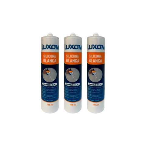 Sellador Silicona Acética Blanca 280 Ml Luxom | Pack X3 - comprar online