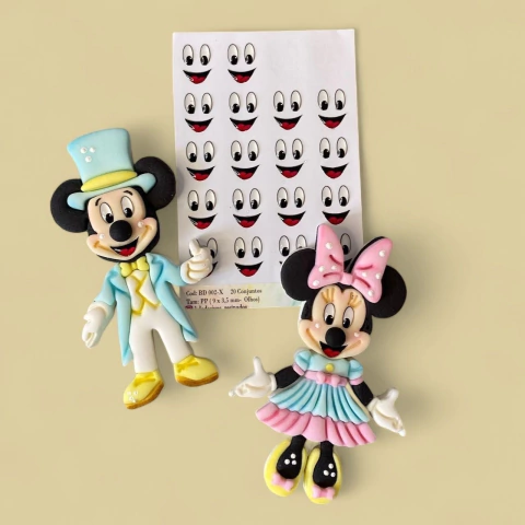 OLHINHOS E BOQUINHAS MINNIE E MiCKEY ADESIVOS Cod:BD002-X 20Pares Tamanho PP - 9X3,5mm