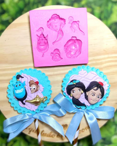 MS443 MOLDE DE SILICONE ALADIM E JASMIM 0029