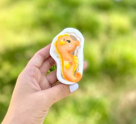 MS919 MOLDE DE SILICONE CAVALO MARINHO FUNDO DO MAR 0014