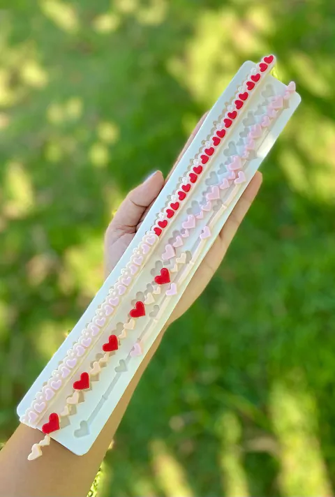 MS1151 MOLDE DE SILICONE ACABAMENTOS CORAÇÕES ROMANTICOS 29CM 1128