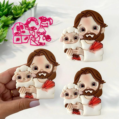 C614 JESUS COM OVELHINHA PÁSCOA CRISTÃ 8CM 0022 - comprar online