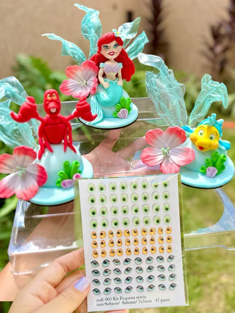 OLHINHOS RESINADOS ADESIVOS KIT PEQUENA SEREIA Cod003 Tam 9x8mm/ 8x6mm/ 7x5mm 47pares NÃO COMESTÍVEL - comprar online