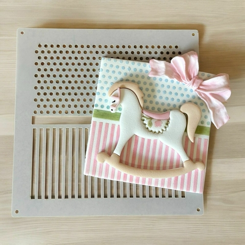 ST33 STENCIL 2 TEXTURAS BOLINHA E LISTRAS 14X14CM 005.50 - buy online