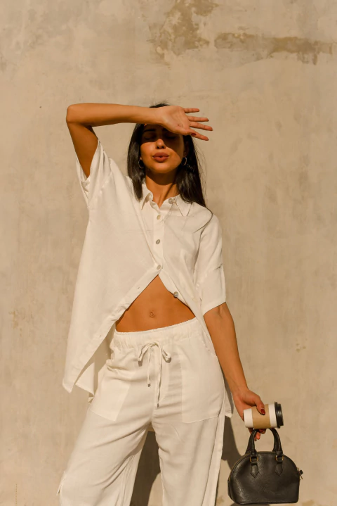 Set Lino Girona blanco (camisa + pantalón)