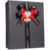 Caixa de presente do Kit Natal Vinho Espanhol Monte Ducay Reserva com Taças, decorada com laço vermelho e fita preta.