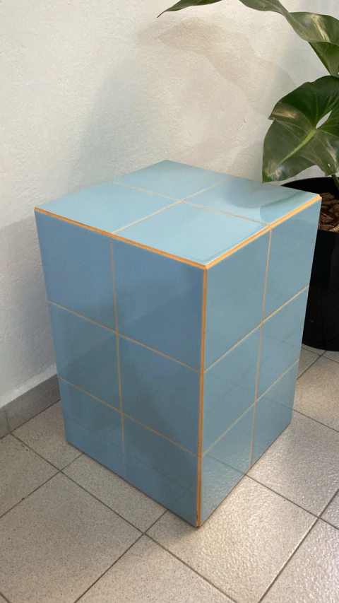 CUBO ALTO CELESTE/NARANJA