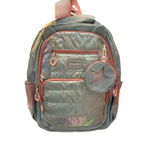 Mochila Juvenil 17" 45cm Chaveiro Bolsinha VERDE