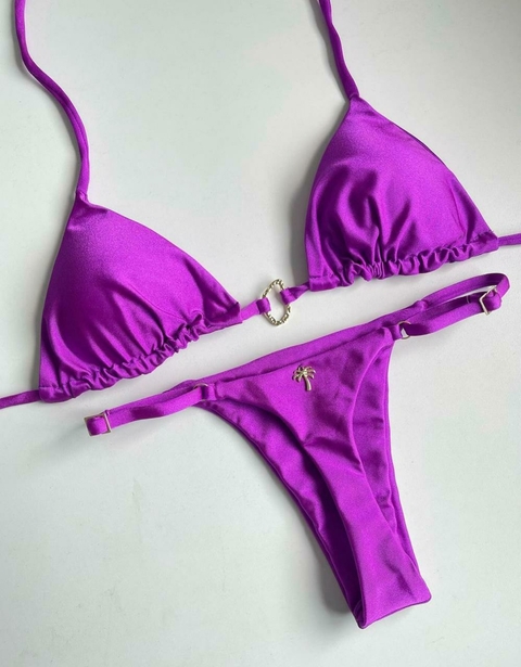 Biquini Cortininha com Argola Roxo