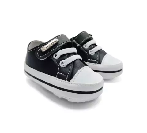 Tênis Confort de Bebê | Cor Preto [elástico e velcro]