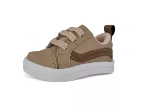 Tênis Kids Old | Cor Bege e Castor [Cano Baixo]