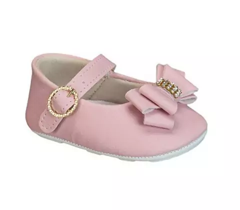 Sapatilha confort de Bebê | Rosa e de laço