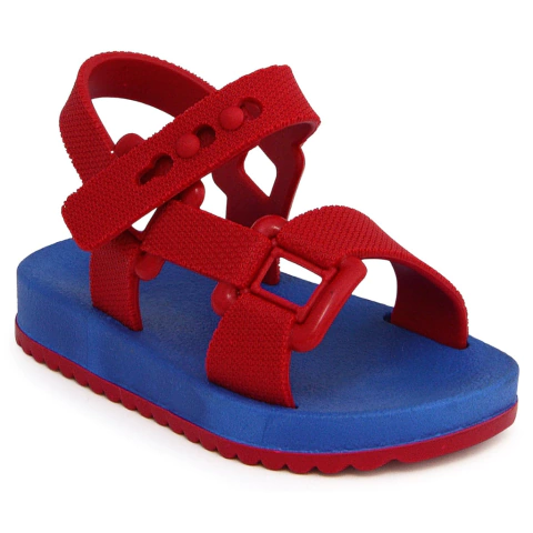 Sandália Papete de Menino | Cor Azul e Vermelho
