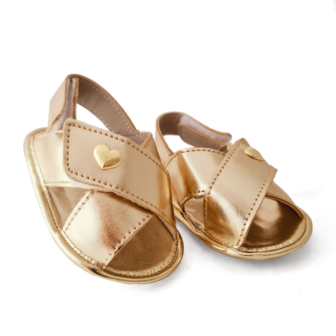 Sandália de Bebê confort tiras cruzadas | Cor Dourado