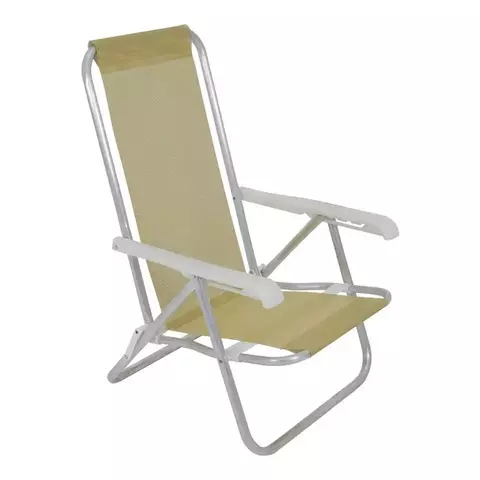 Cadeira Lazy Reclinável 4 Posições em Aluminio Bege Bel