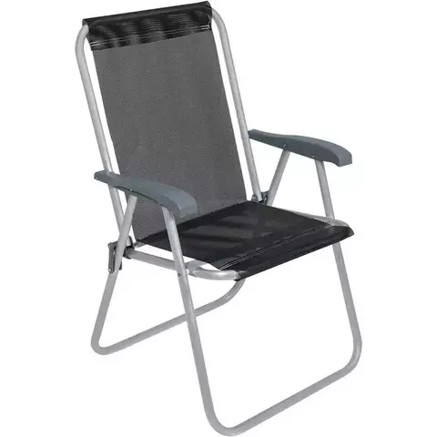 Cadeira de Praia Relax Comfort Alta em Aluminio Preta Bel
