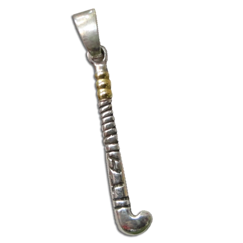 Dije palo de hockey de plata con oro
